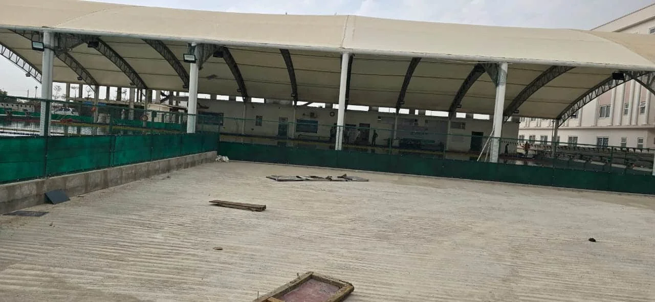 Swimming pool tensile roof at Champions Aquatics Academy, Bahadurgarh